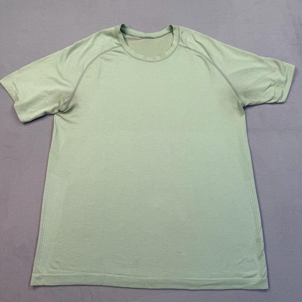 Lululemon Shirt Mens Large Green Short Sleeve Mesh Running Tee Athletic Top